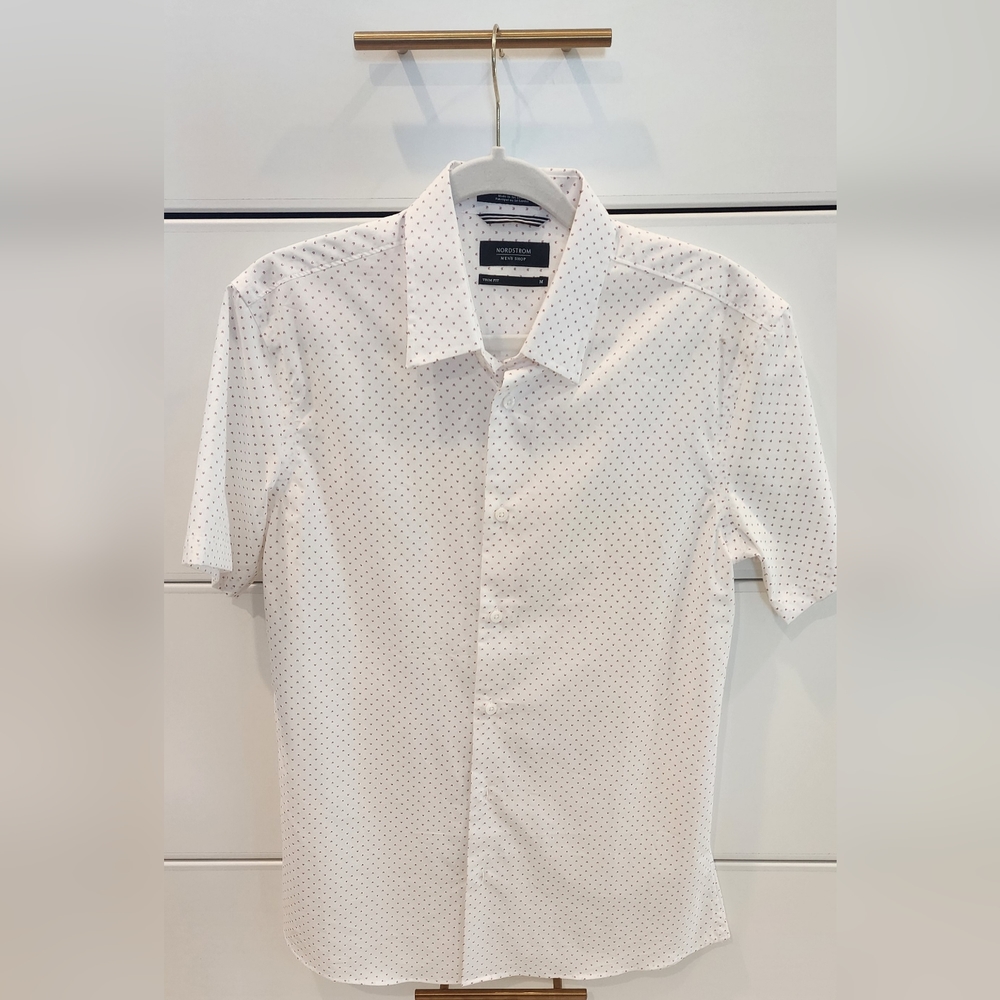 Nordstrom Mens Shop Trim Fit Medium Short Sleeve Button Down